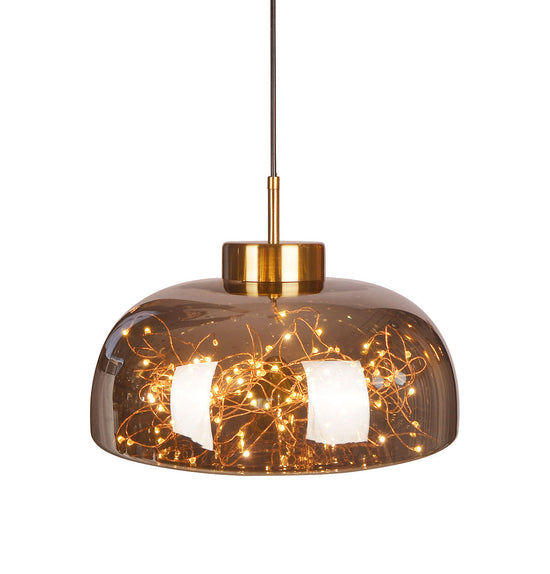 Viyana Dome Smoked Antique Glass Led Pendant Light Chandelier 35 Cm