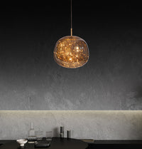 Viyana Meteorite Smoked Antique Glass Led Pendant Light Chandelier 25 Cm