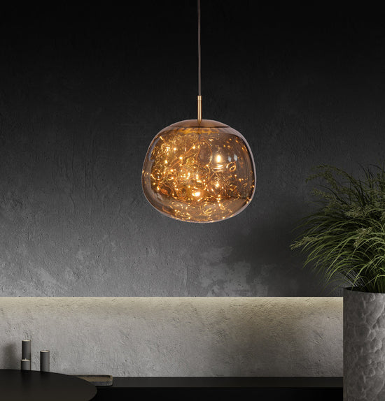 Vienna Meteorite Smoked Antique Glass Led Pendant Light Chandelier 30 Cm