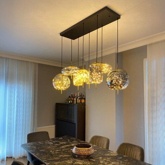 Viyana Meteorite Honey Antique Glass Led Pendant Light Chandelier 20 Cm