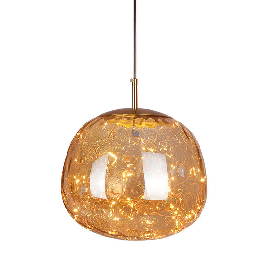 Viyana Meteorite Honey Antique Glass Led Pendant Light Chandelier 30 Cm