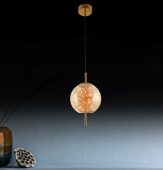 Viyana Antique Honey Glass Pendant Light Chandelier 20 Cm | Modern Decorative Lighting For Homes & Hotels