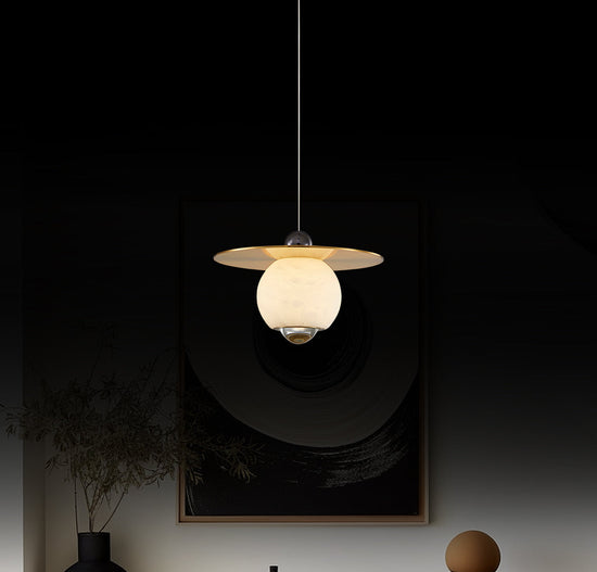 Mintaka White Marble Globe Antique Pendant Light Chandelier