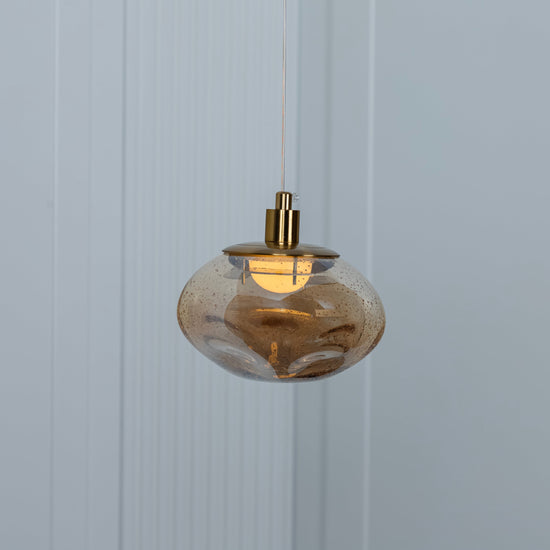 Odense Bubbly Flat Honey Glass Antique Pendant Light Chandelier