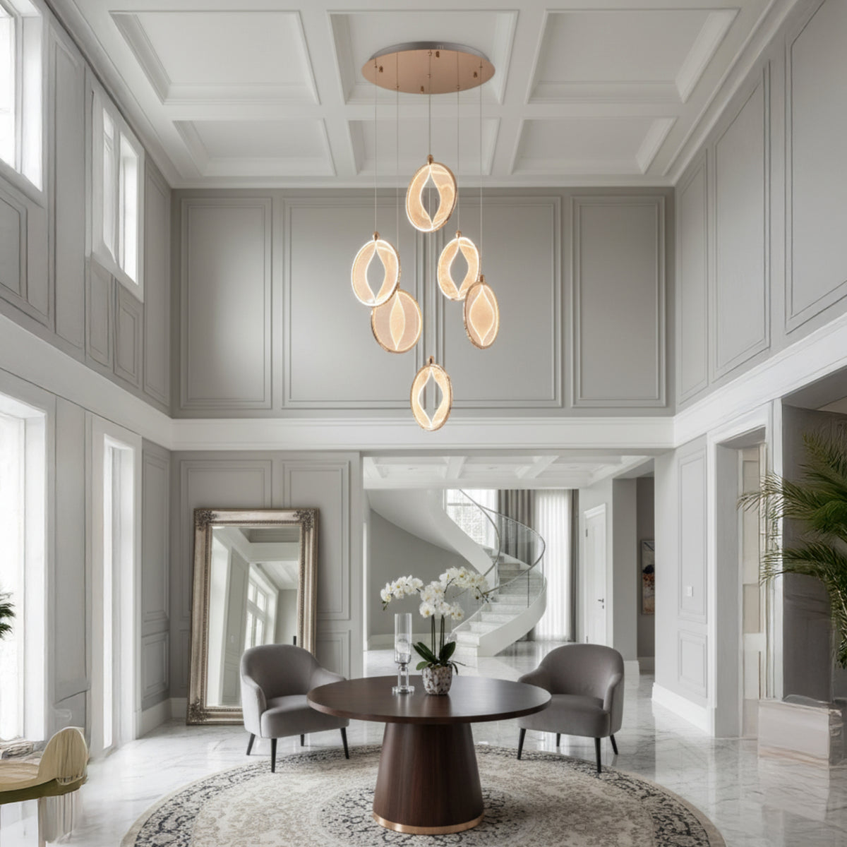 Asena 6-Piece Living Room Acrylic Led Pendant Light Chandelier