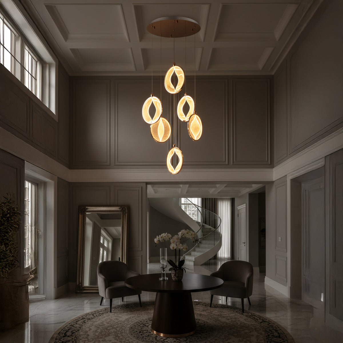 Asena 6-Piece Living Room Acrylic Led Pendant Light Chandelier