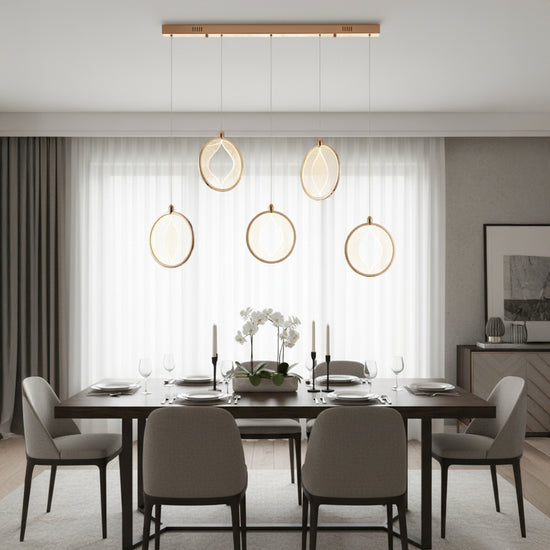 Asena 5-Piece Acrylic Dining Table Top Led Pendant Light Chandelier