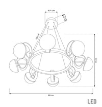 Nepal Platinum Eight Soft Glass Living Room Chandelier 80 Cm - Heka Lighting & Trading Limited