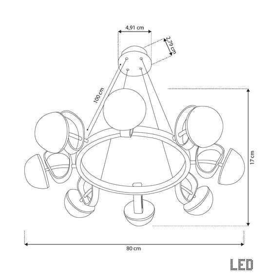 Nepal Platinum Eight Soft Glass Living Room Chandelier 80 Cm