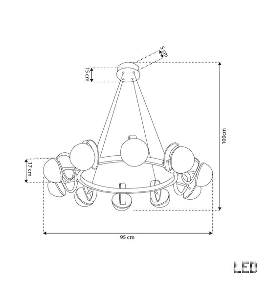 Nepal Platin On Soft Glass Living Room Chandelier 95 Cm