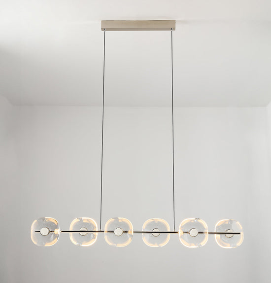 Üsküp 6-Piece Transparent Crystal Chrome Dining Table Chandelier