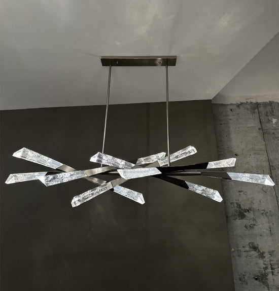 Surinam Crystal Acrylic Nickel Dining Table Top Chandelier