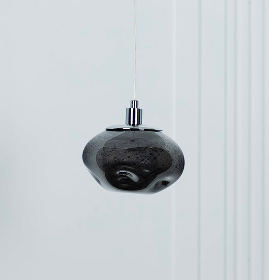 Odense Bubble Flat Smoked Glass Chrome Chandelier