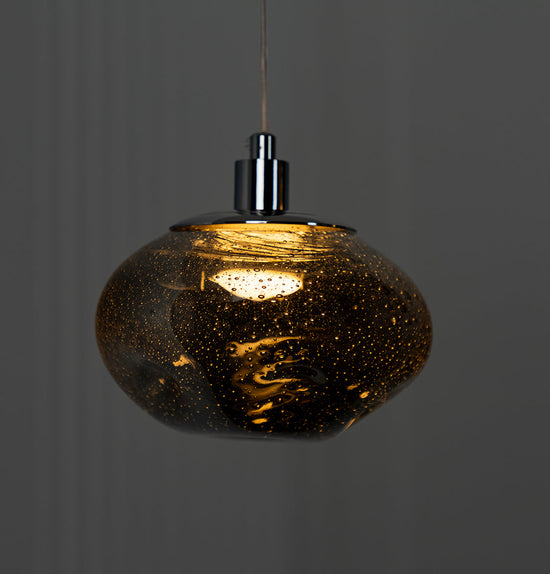 Odense Bubble Flat Smoked Glass Chrome Chandelier