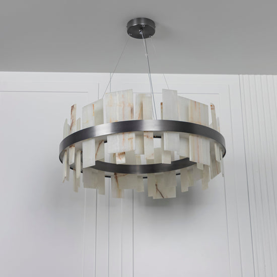 Ekho Marble Platinum Pendant Light Chandelier 80 Cm