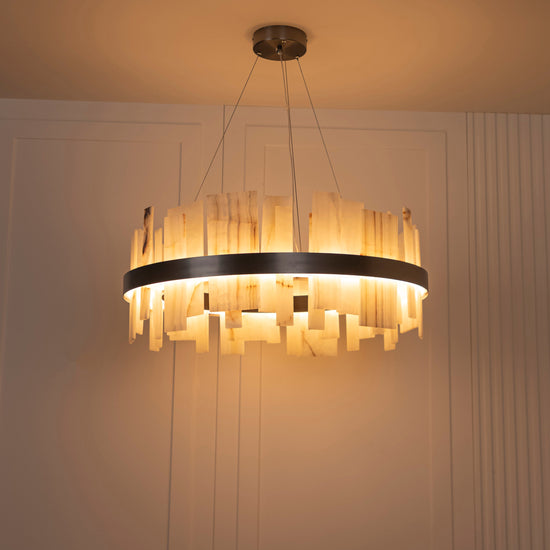 Ekho Marble Platinum Pendant Light Chandelier 80 Cm