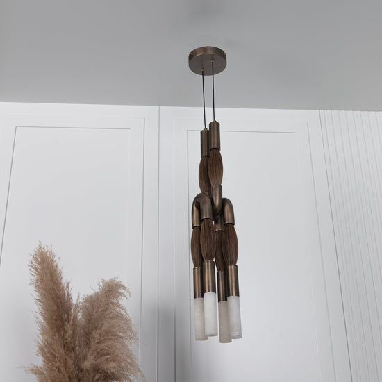 Pony Double Horse Hair Dark Antique Marble Pendant Light Small Chandelier