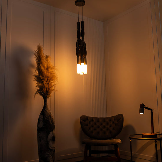 Pony Double Horse Hair Dark Antique Marble Pendant Light Small Chandelier