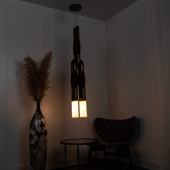 Pony Double Horse Hair Dark Antique Marble Pendant Light Big Chandelier