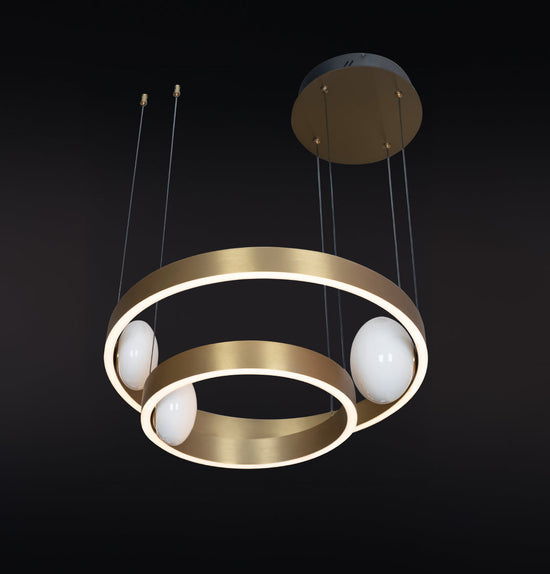 Stockholm Gold Stainless White Acrylic Chandelier 55Cm