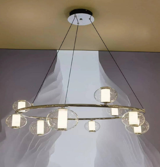 Bükreş 8-Piece Chrome Stainless Transparent Glass Chandelier 80Cm