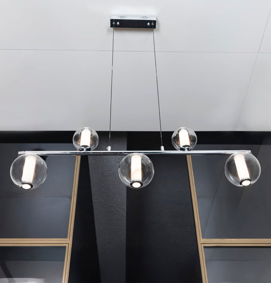 Bükreş 5-Piece Chrome Stainless Dining Table Chandelier