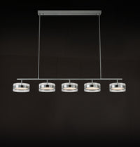 Berlin 5-Piece Platinum Stainless Transparent Glass Dining Table Chandelier - Heka Lighting & Trading Limited