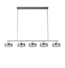Berlin 5-Piece Platinum Stainless Transparent Glass Dining Table Chandelier - Heka Lighting & Trading Limited