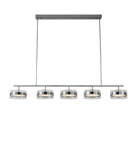 Berlin 5-Piece Platinum Stainless Transparent Glass Dining Table Chandelier - Heka Lighting & Trading Limited
