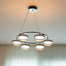 Berlin 6-Piece Platinum Stainless Transparent Glass Chandelier