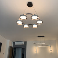 Berlin 6-Piece Platinum Stainless Transparent Glass Chandelier