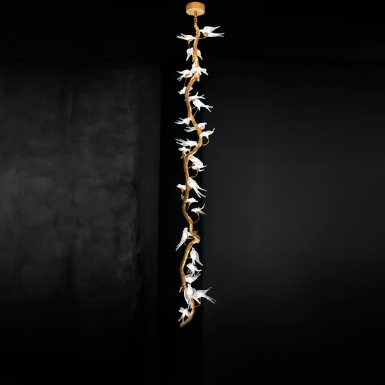 Peru Brass Transparent Swallow Glass Chandelier 300Cm