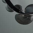 Labranda 7-Piece Smoked Glass Black Leather Belted Chandelier