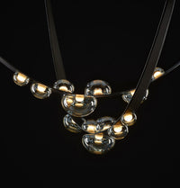 Labranda 7-Piece Smoked Glass Black Leather Belted Chandelier - Heka Lighting & Trading Limited