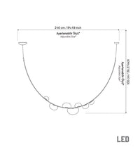Technical line drawing of a curved LED light bar with dimension annotations showing a width of 240 cm (94.49 inches) and a height of 100 cm (39.