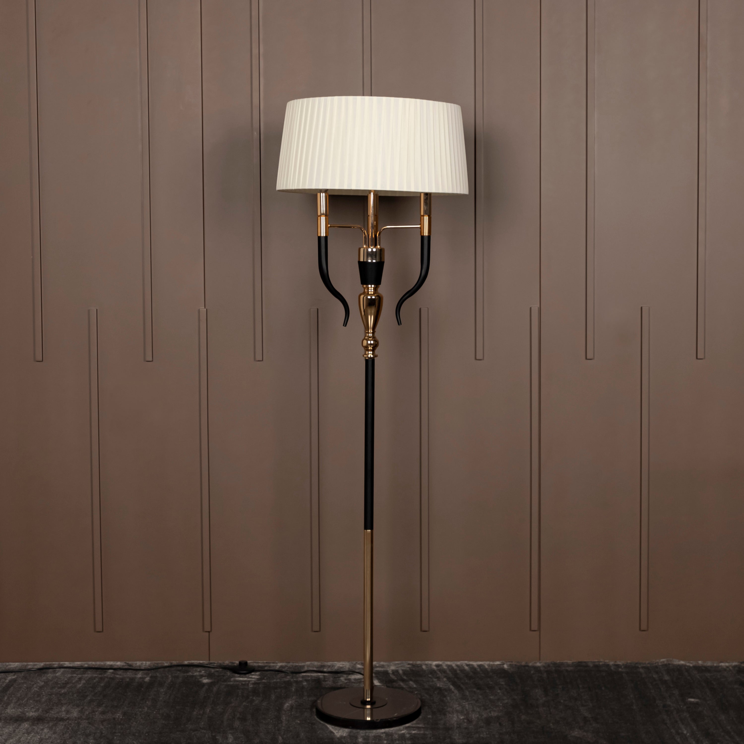 Torino Gold-Black Three Arm Floor Lamp - Heka Lighting & Trading Limited