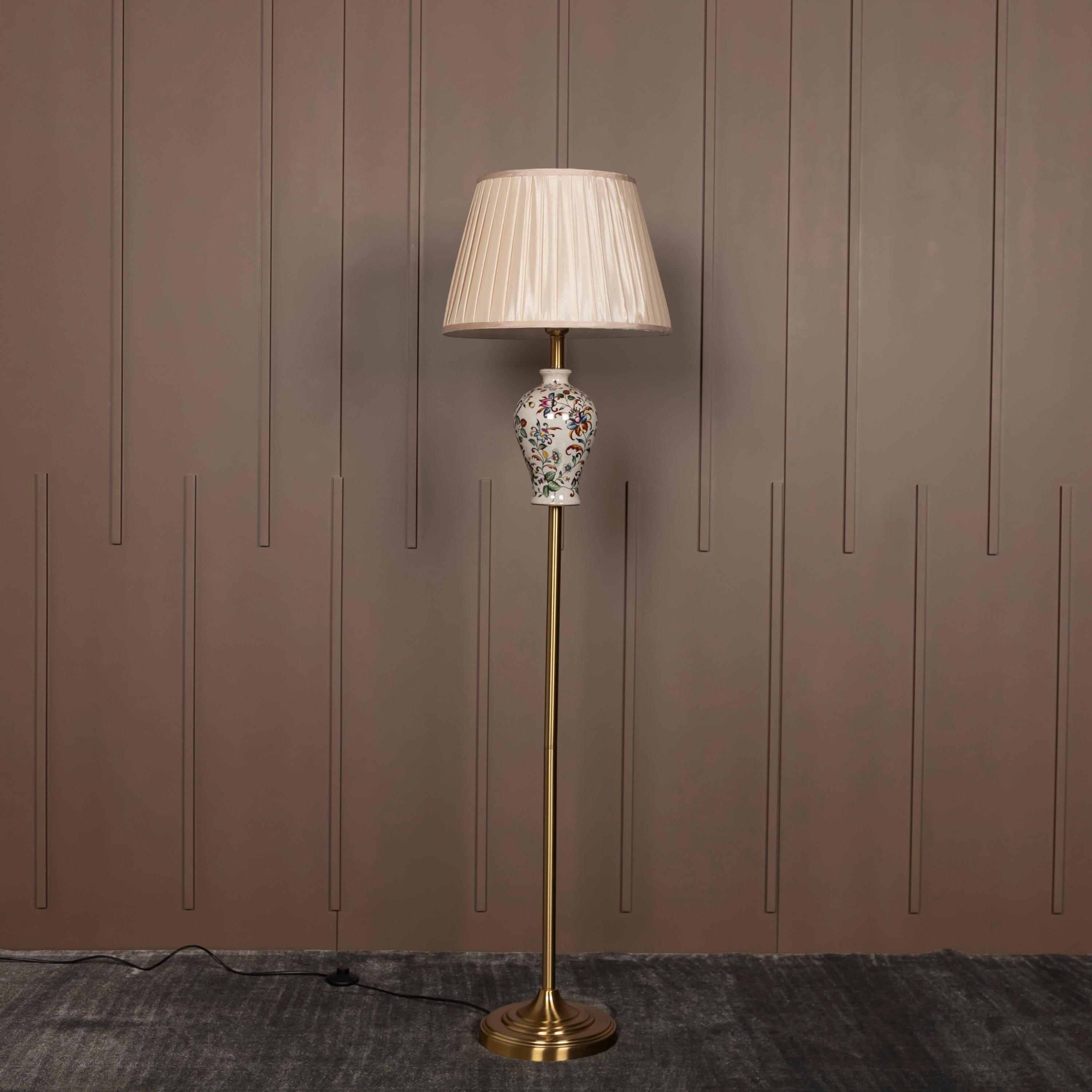 Kerava Antique Cream Porcelain Floor Lamp - Heka Lighting & Trading Limited