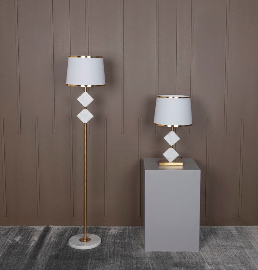Ponzan White Marble Antique Floor Lamp | Modern Decorative Lighting For Homes & Hotels - Heka Lighting & Trading Limited