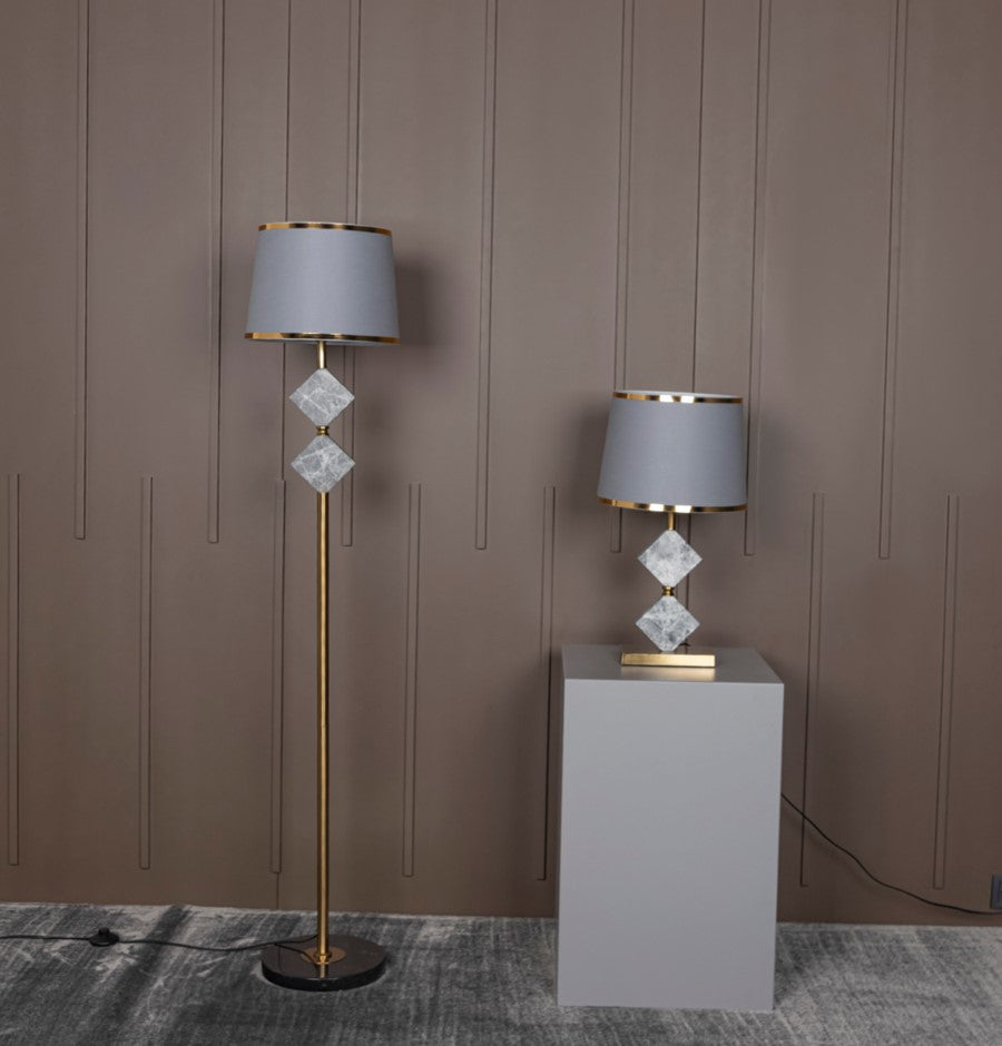 Ponzan Gray Marble Antique Floor Lamp | Modern Decorative Lighting For Homes & Hotels - Heka Lighting & Trading Limited