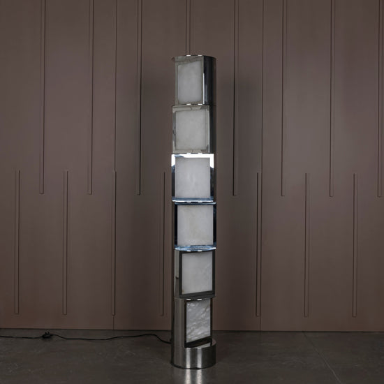 Santiago White Marble Chrome Floor Lamp | Modern Decorative Lighting For Homes & Hotels