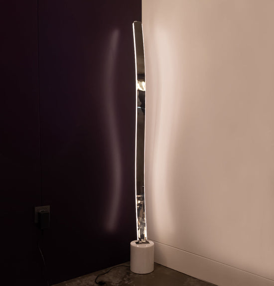Oslo Platinum Stainless White Acrylic Floor Lamp