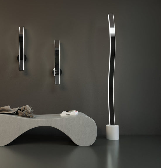 Oslo Platinum Stainless White Acrylic Floor Lamp