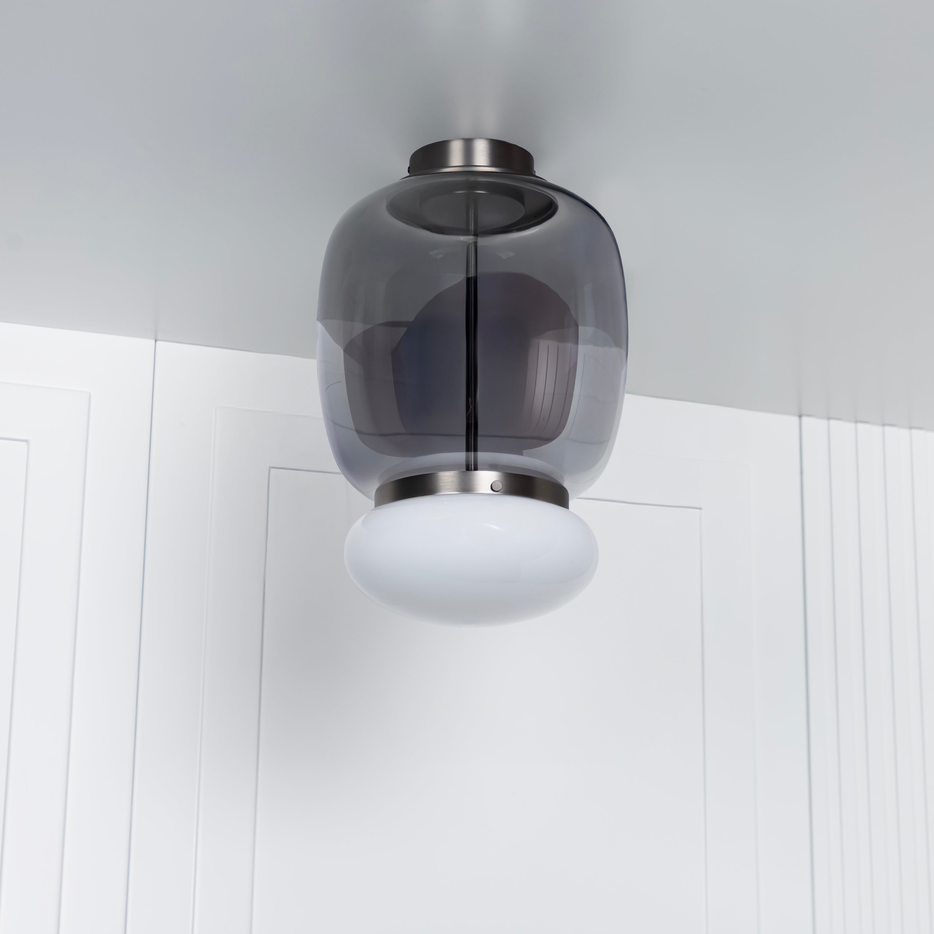 Salvador Smoked & White Glass Platinum Plafonier 40Cm - Heka Lighting & Trading Limited