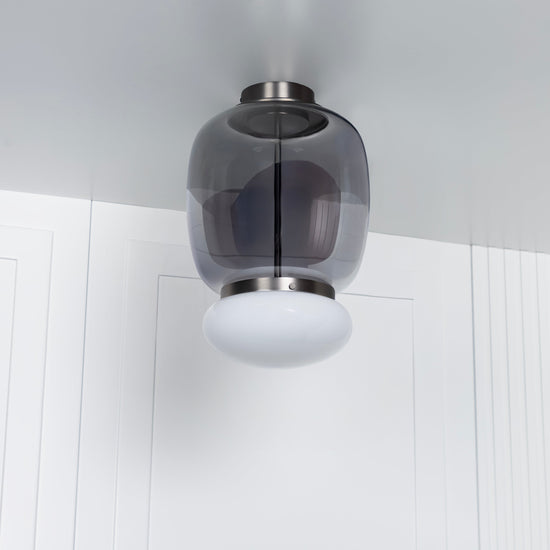 Salvador Smoked & White Glass Platinum Plafonier 40Cm