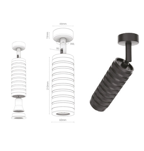 Eva Black Serrated Spot 6X21 Cm