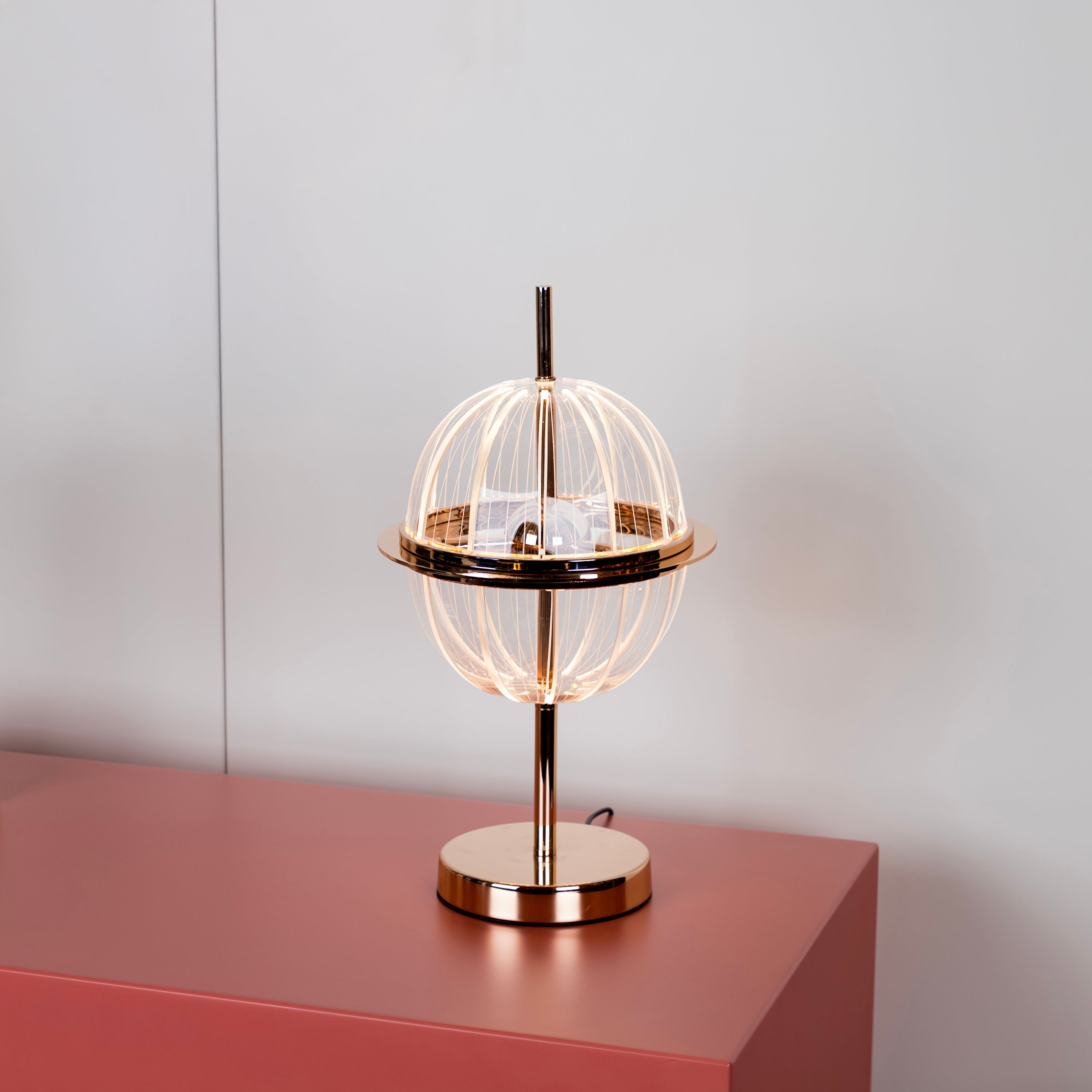Carina Globe Transparent Acrylic Gold Table Lamp 23 Cm - Heka Lighting & Trading Limited
