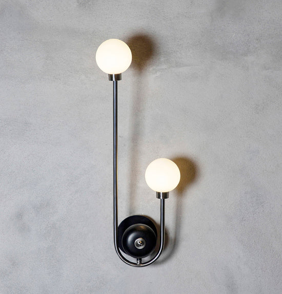 Celsus Soft Two Glass U Model Chrome Wall Sconce
