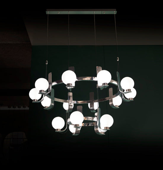 Havana Chrome-Platinum 15' Soft Glass Living Room Chandelier 105 Cm