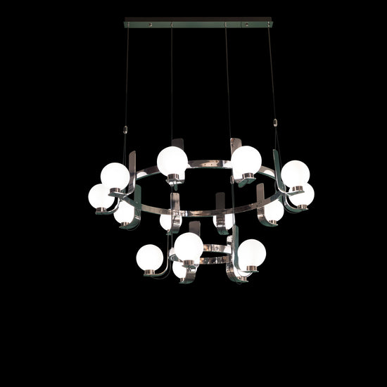 Havana Chrome-Platinum 15' Soft Glass Living Room Chandelier 105 Cm