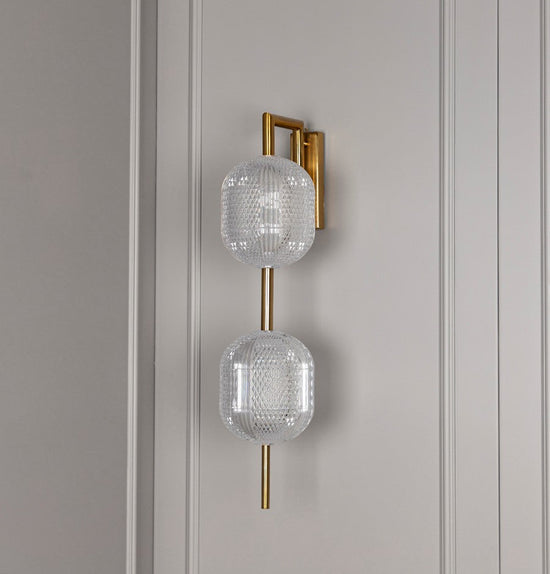 Sofia Double Acrylic Antique Wall Sconce 62 Cm